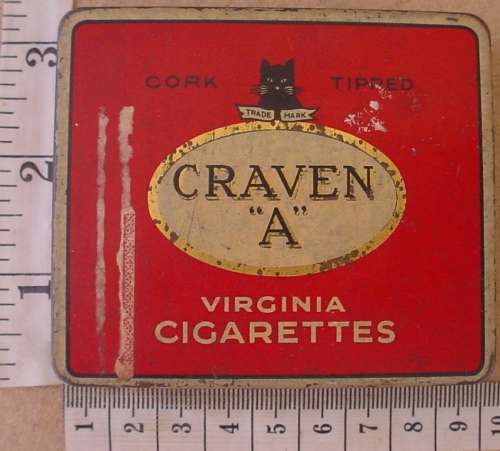 Advertising Craven A Virginia Cigarettes Cork Tipped Empty Tin